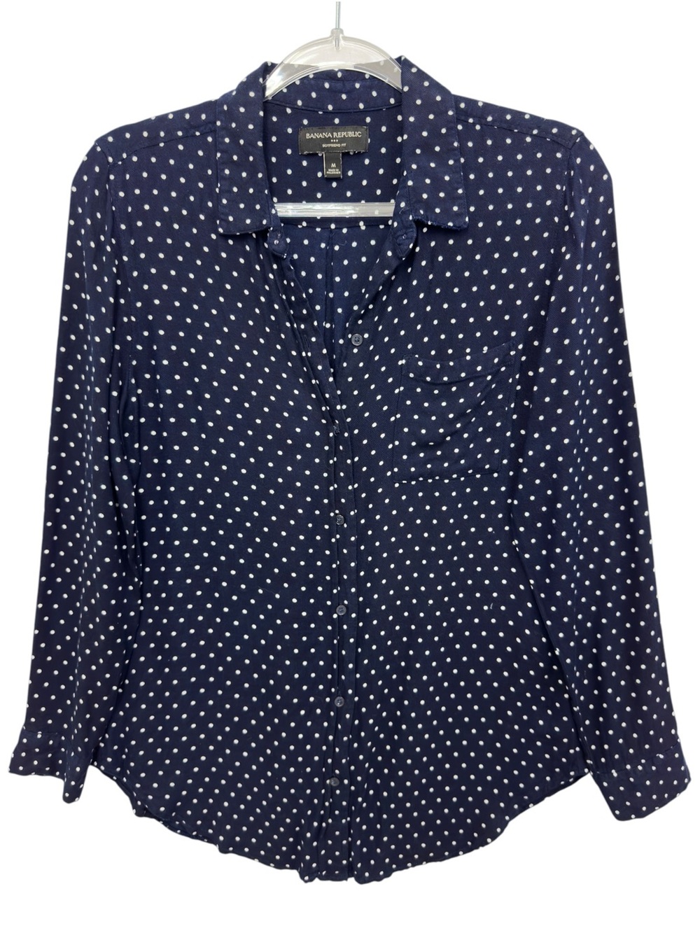Pure Rayon Flannel Knit Polka Dot Shirt Blouse